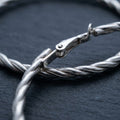 Twisted Silver Hoop Earrings