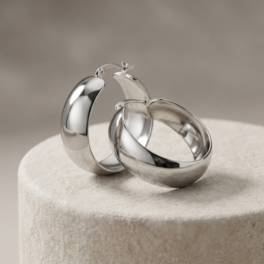 Polished Luxe Stainless Steel Hoops