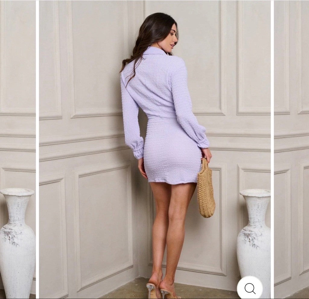 Lavender Twist Front Mini Dress