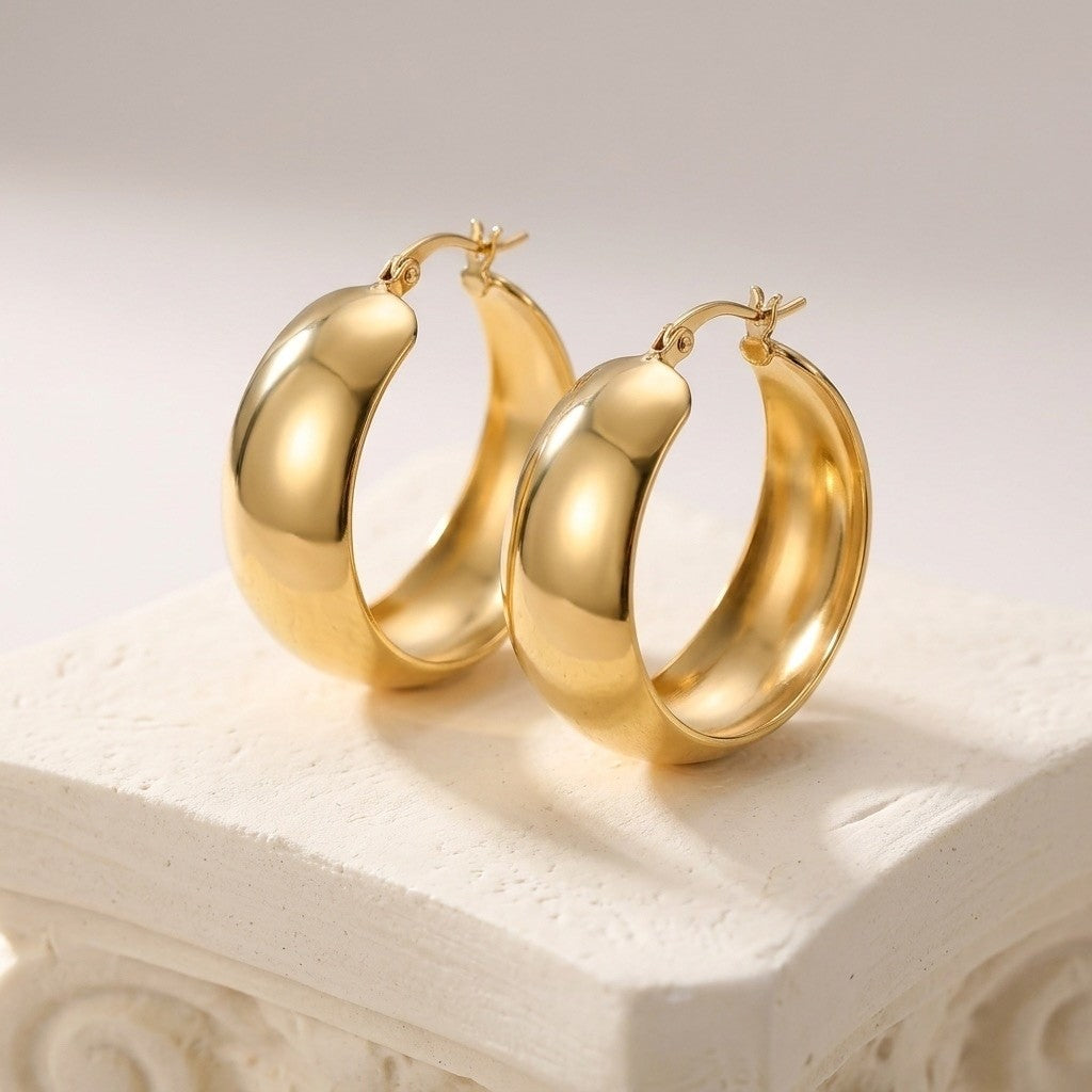 Polished Luxe Stainless Steel Hoops
