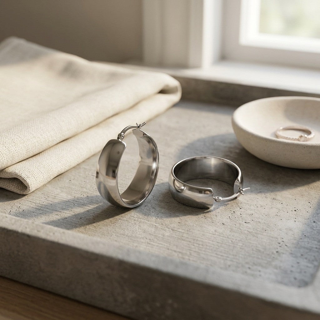 Polished Luxe Stainless Steel Hoops